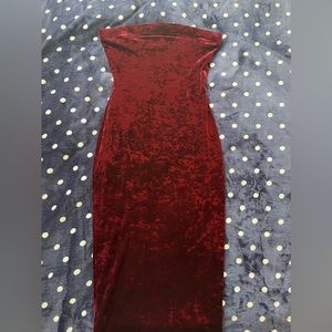 RED VELVET MIDI TUBE DRESS